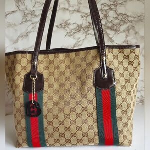 GUCCI Authetic Vintage Sherry Tote Bag - Gucci CanvasTote Bag
